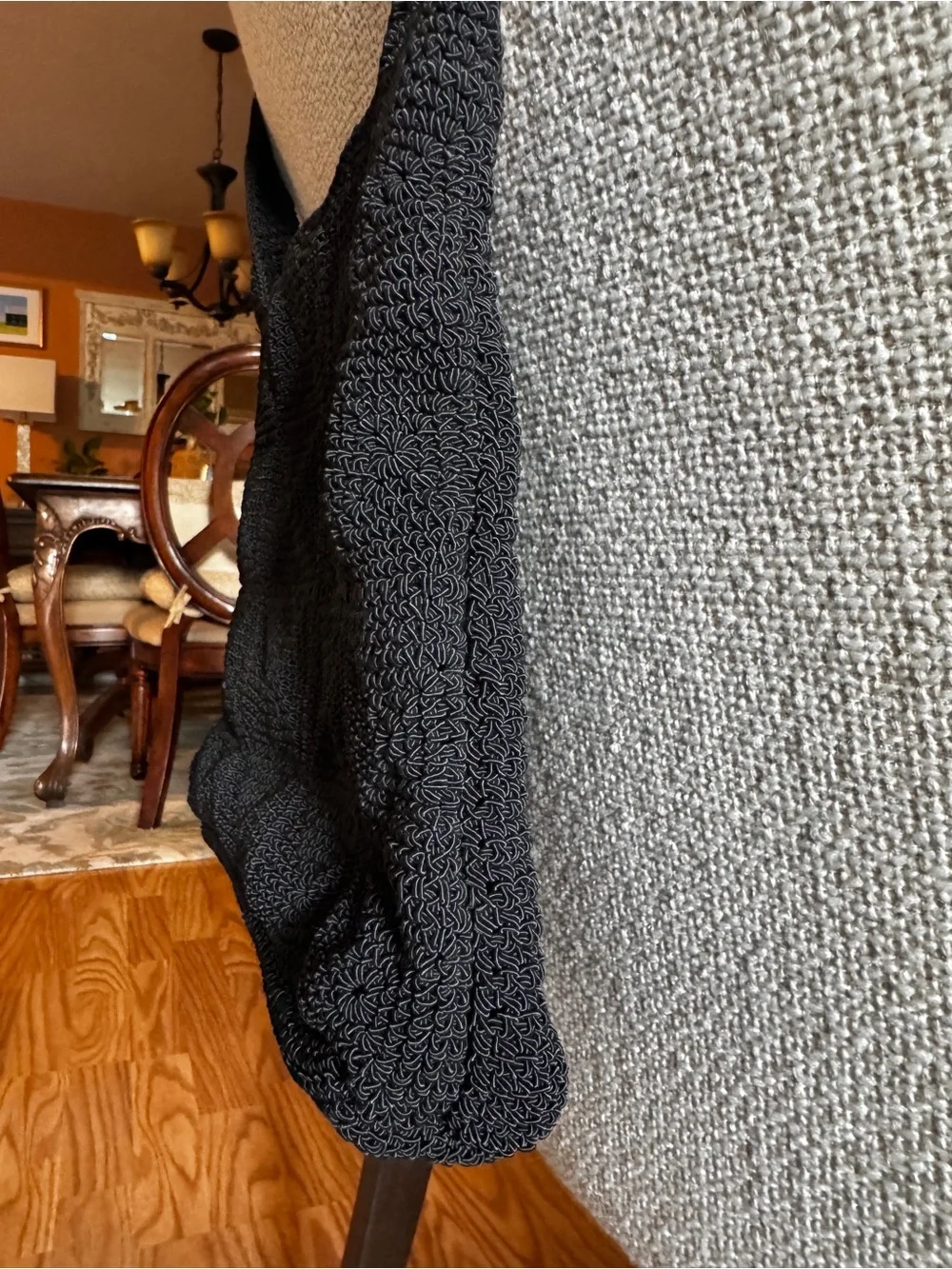 Black Knit Crossbody Shoulder Bag - Unbranded